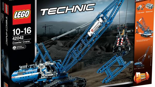 crawler crane, blauwe kraan, set 42042, 2 sets in 1, gemotoriseerd, 1401 steentjes